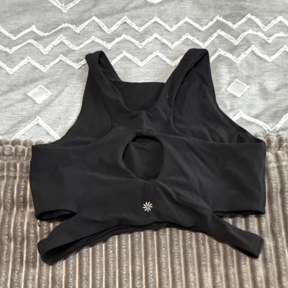 Athleta Black Cropped Tank with Front Wrap